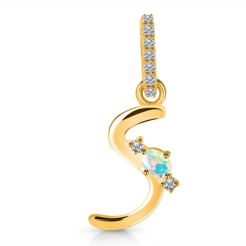 Opal & White Topaz Alphabet S Pendant OPL-RDA-45.