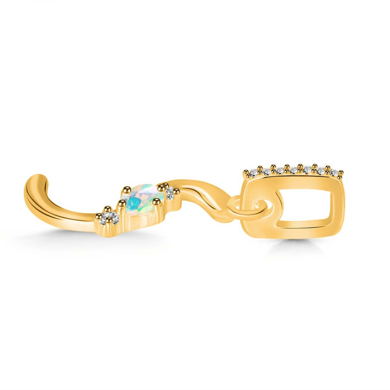 Opal & White Topaz Alphabet S Pendant OPL-RDA-45.
