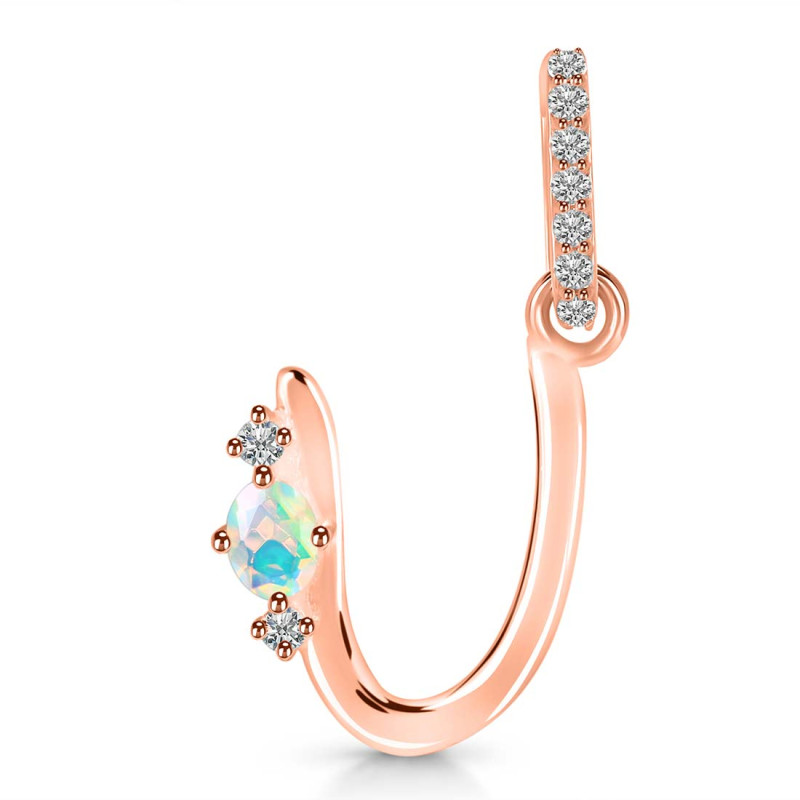Opal & White Topaz Alphabet U Pendant OPL-RDA-47.