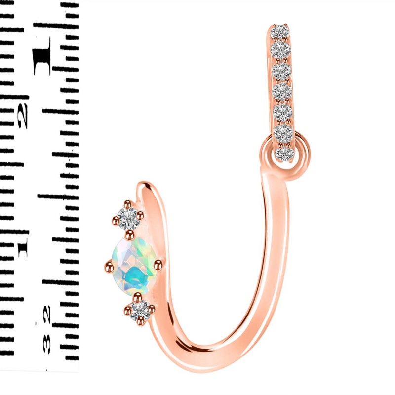 Opal & White Topaz Alphabet U Pendant OPL-RDA-47.