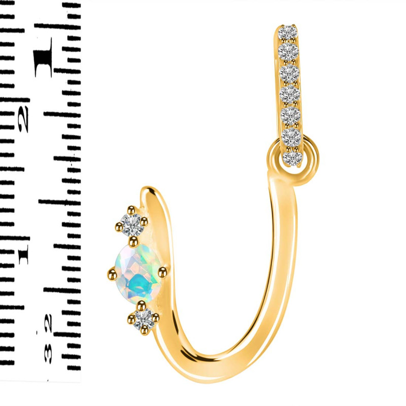 Opal & White Topaz Alphabet U Pendant OPL-RDA-47.
