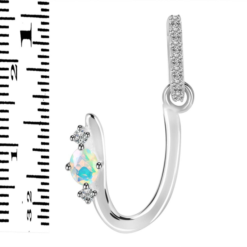 Opal & White Topaz Alphabet U Pendant OPL-RDA-47.