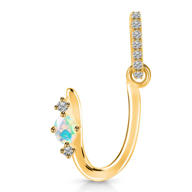 Opal & White Topaz Alphabet U Pendant OPL-RDA-47.