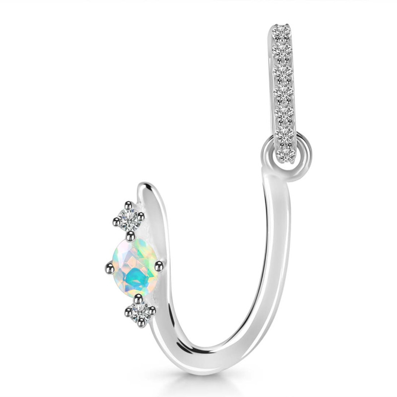 Opal & White Topaz Alphabet U Pendant OPL-RDA-47.
