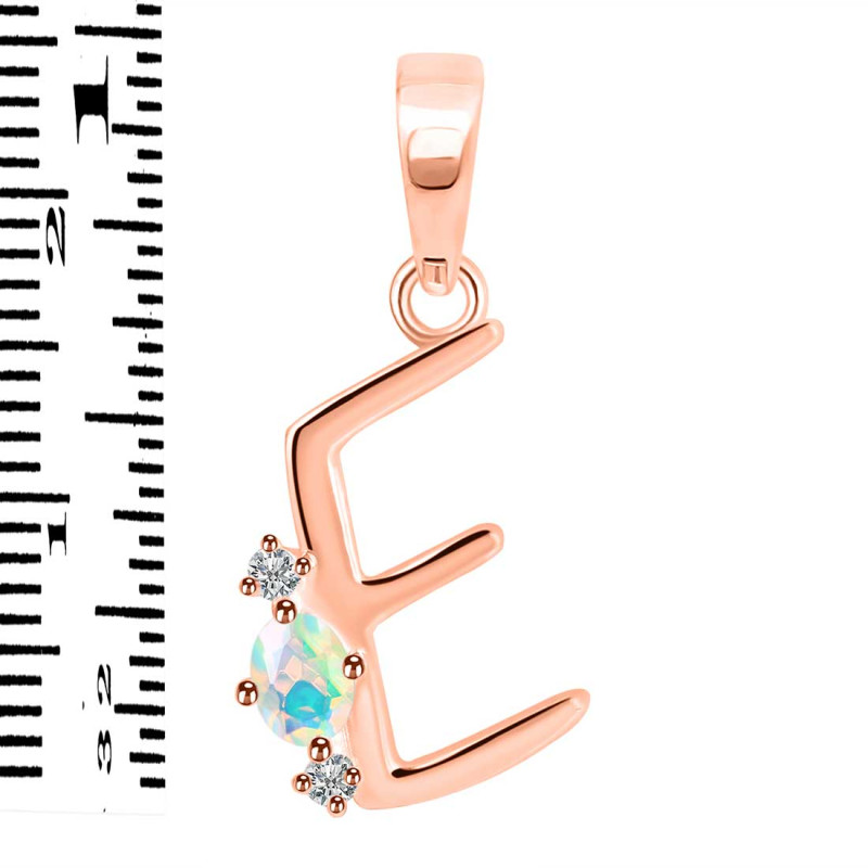 Opal & White Topaz Alphabet E Pendant OPL-RDA-5.