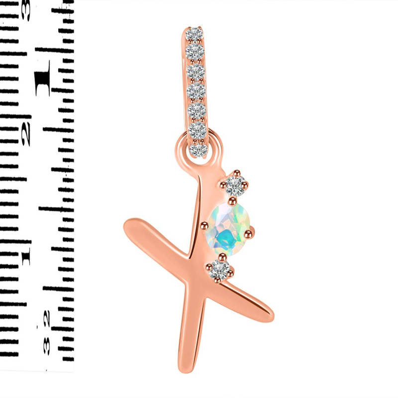 Opal & White Topaz Alphabet X Pendant OPL-RDA-50.
