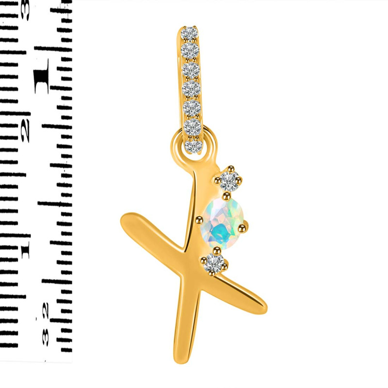 Opal & White Topaz Alphabet X Pendant OPL-RDA-50.