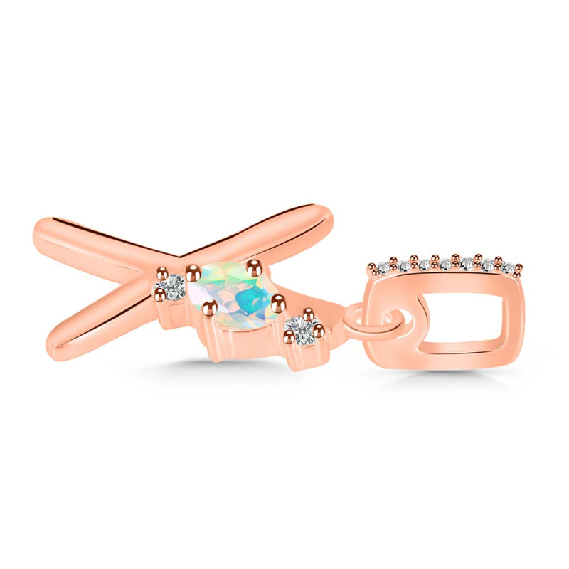 Opal & White Topaz Alphabet X Pendant OPL-RDA-50.