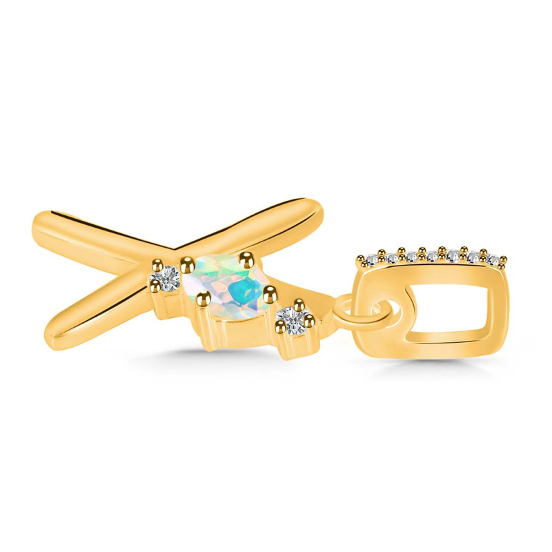 Opal & White Topaz Alphabet X Pendant OPL-RDA-50.
