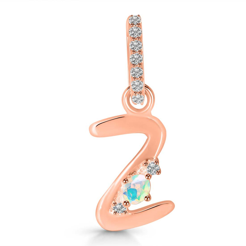 Opal & White Topaz Alphabet Z Pendant OPL-RDA-52.