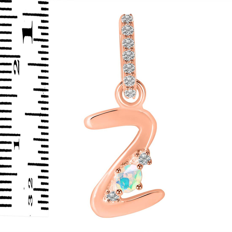 Opal & White Topaz Alphabet Z Pendant OPL-RDA-52.