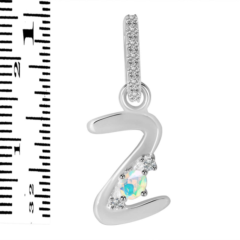 Opal & White Topaz Alphabet Z Pendant OPL-RDA-52.
