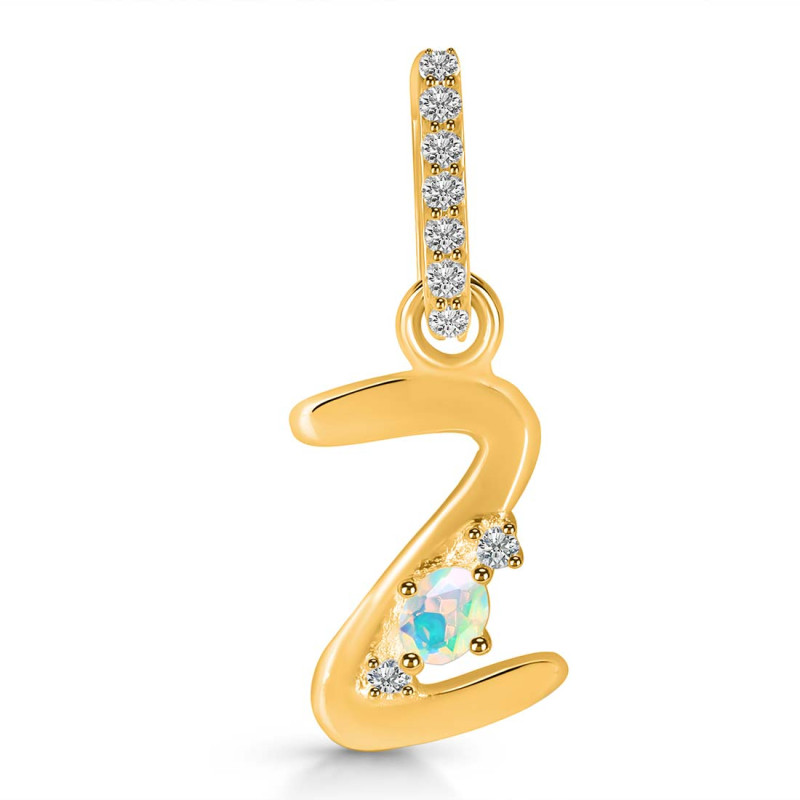Opal & White Topaz Alphabet Z Pendant OPL-RDA-52.