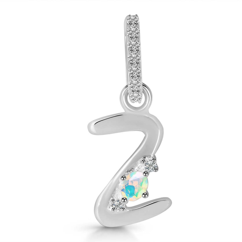 Opal & White Topaz Alphabet Z Pendant OPL-RDA-52.