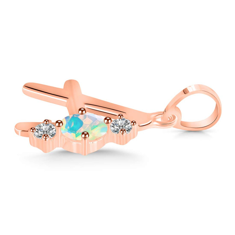 Opal & White Topaz Alphabet A Pendant OPL-RDA-53.