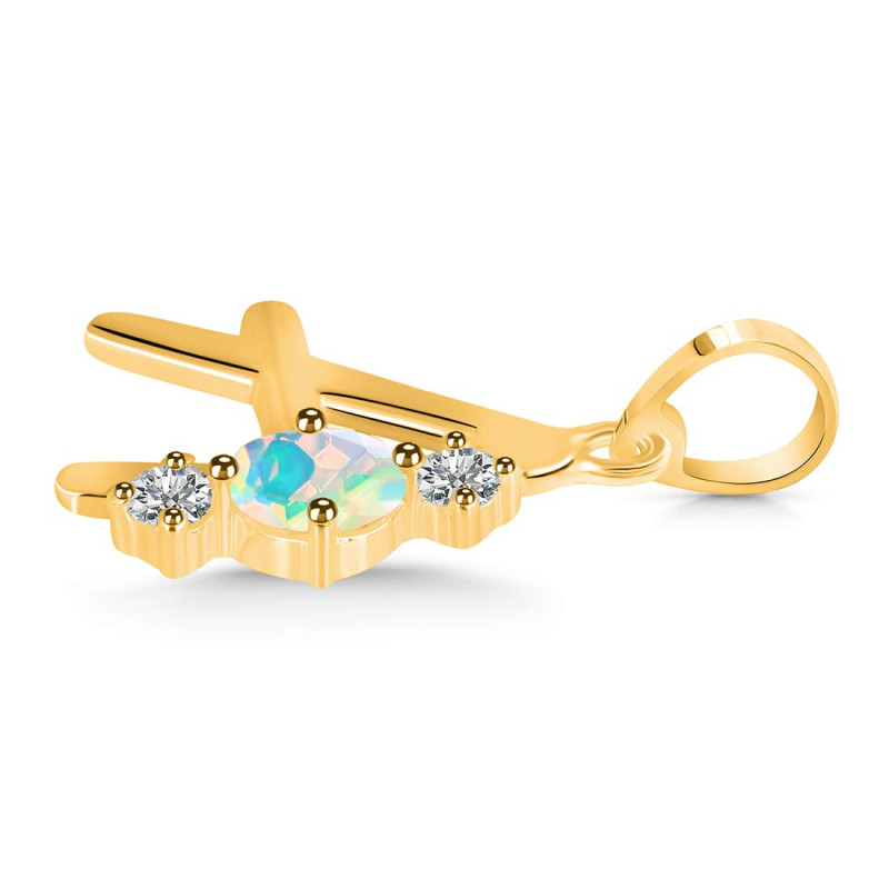 Opal & White Topaz Alphabet A Pendant OPL-RDA-53.