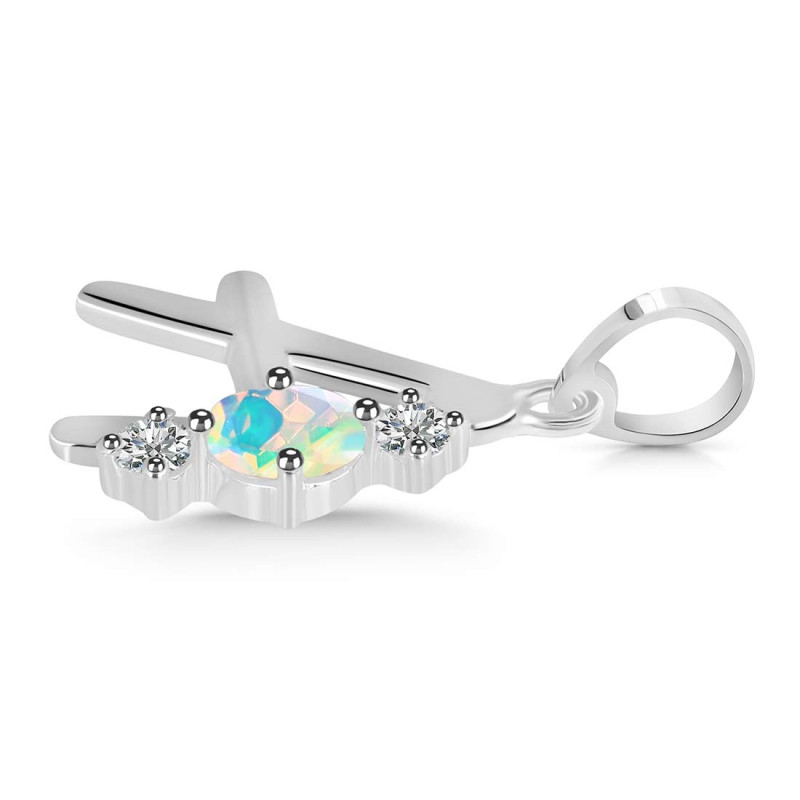 Opal & White Topaz Alphabet A Pendant