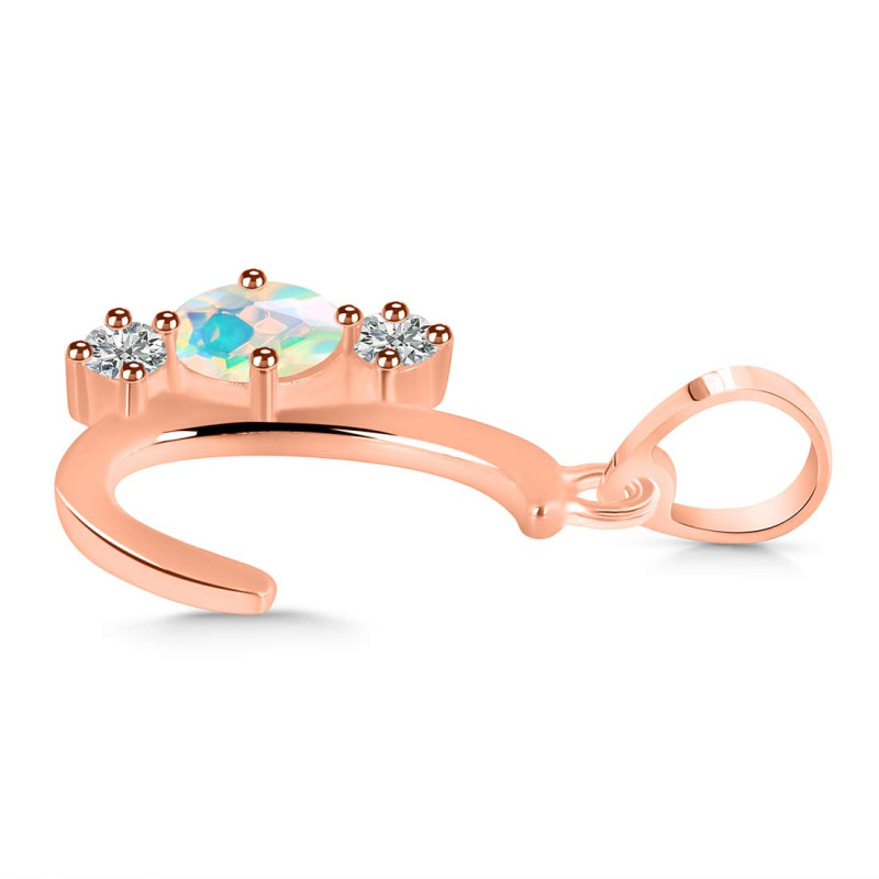 Opal & White Topaz Alphabet C Pendant OPL-RDA-55.