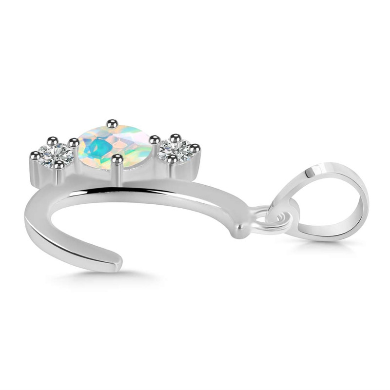 Opal & White Topaz Alphabet C Pendant