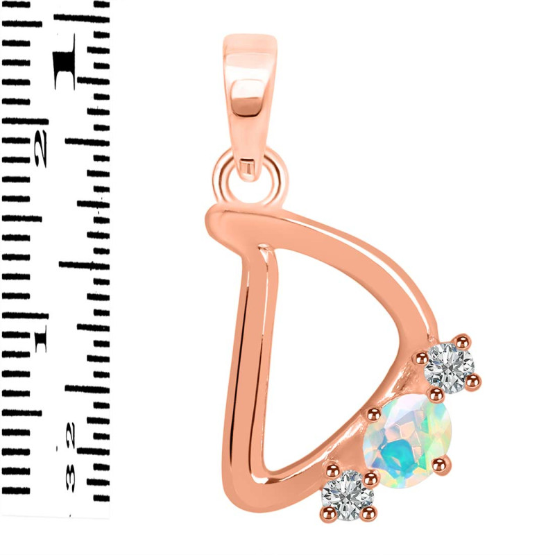 Opal & White Topaz Alphabet D Pendant OPL-RDA-56.