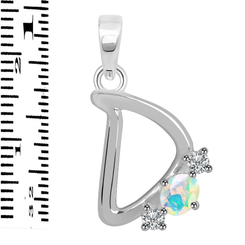 Opal & White Topaz Alphabet D Pendant OPL-RDA-56.