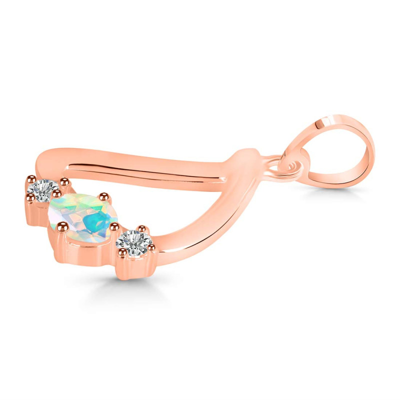 Opal & White Topaz Alphabet D Pendant OPL-RDA-56.