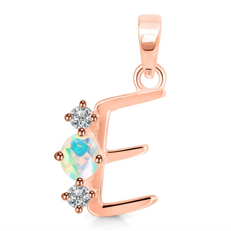 Opal & White Topaz Alphabet E Pendant OPL-RDA-57.