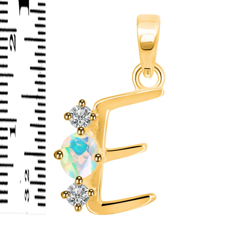 Opal & White Topaz Alphabet E Pendant OPL-RDA-57.