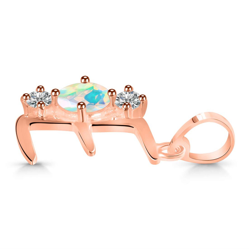 Opal & White Topaz Alphabet E Pendant OPL-RDA-57.