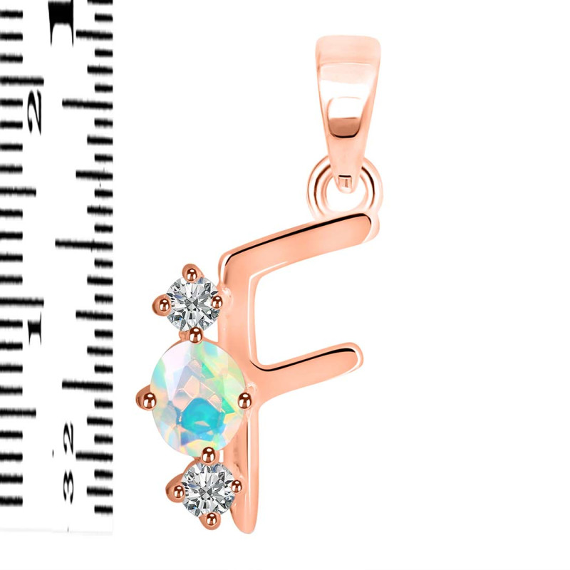 Opal & White Topaz Alphabet F Pendant OPL-RDA-58.