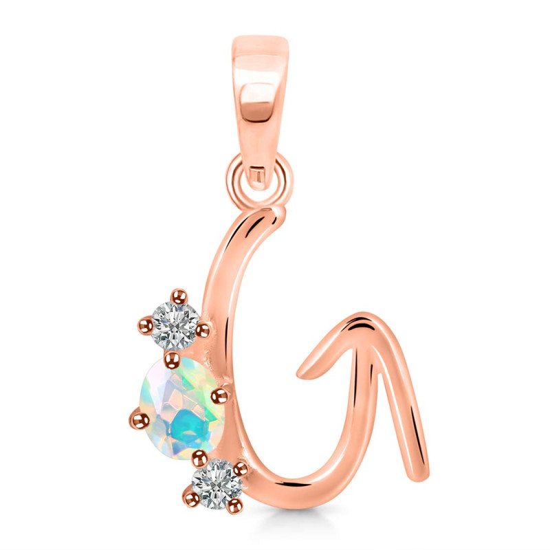 Opal & White Topaz Alphabet G Pendant OPL-RDA-59.