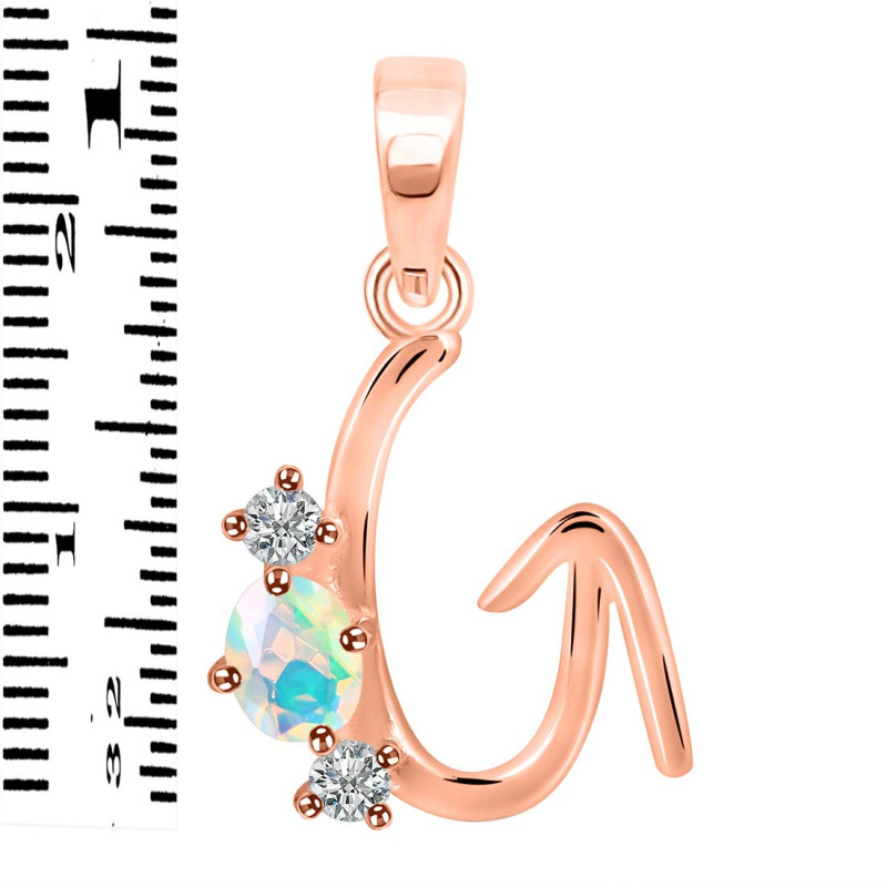 Opal & White Topaz Alphabet G Pendant OPL-RDA-59.