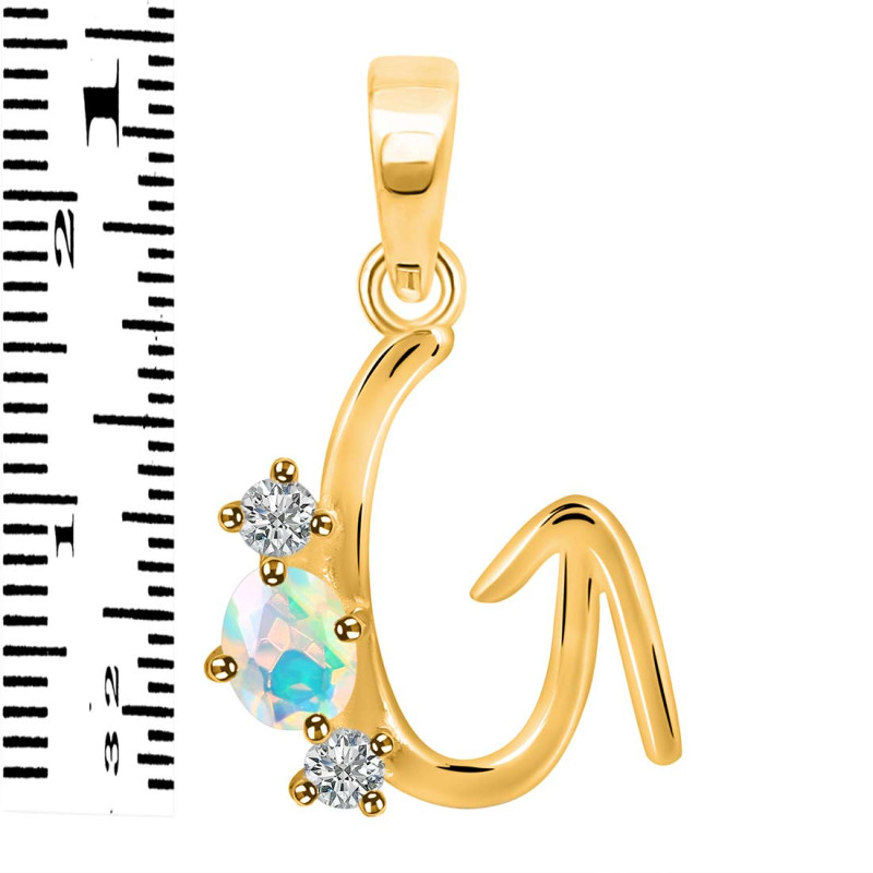Opal & White Topaz Alphabet G Pendant OPL-RDA-59.