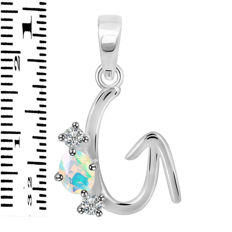 Opal & White Topaz Alphabet G Pendant OPL-RDA-59.