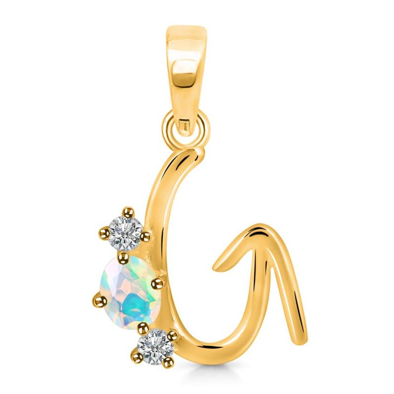 Opal & White Topaz Alphabet G Pendant OPL-RDA-59.