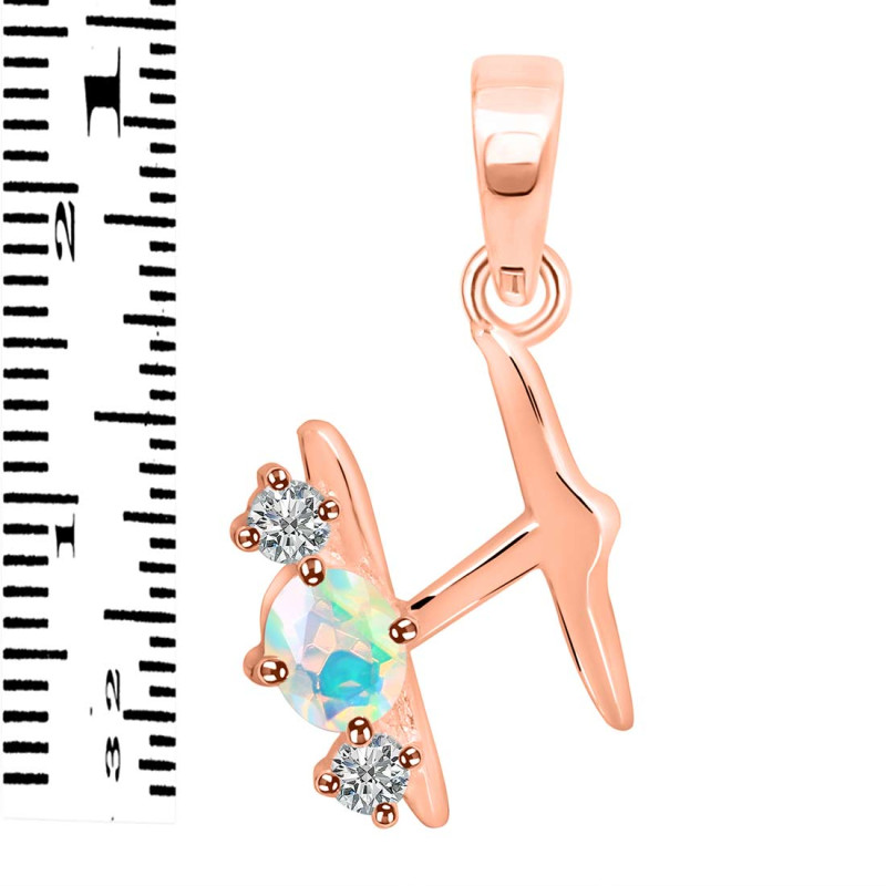 Opal & White Topaz Alphabet H Pendant OPL-RDA-60.