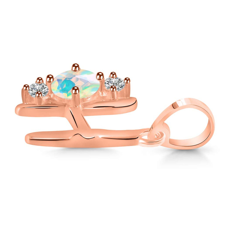 Opal & White Topaz Alphabet H Pendant OPL-RDA-60.