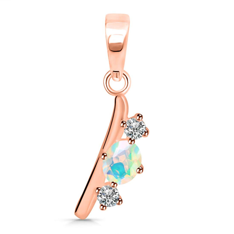 Opal & White Topaz Alphabet I Pendant OPL-RDA-61.