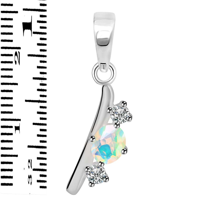 Opal & White Topaz Alphabet I Pendant OPL-RDA-61.