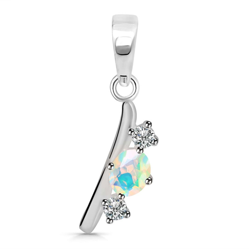 Opal & White Topaz Alphabet I Pendant OPL-RDA-61.