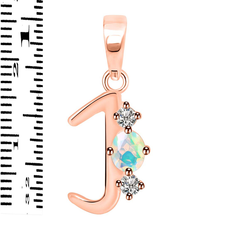 Opal & White Topaz Alphabet J Pendant OPL-RDA-62.