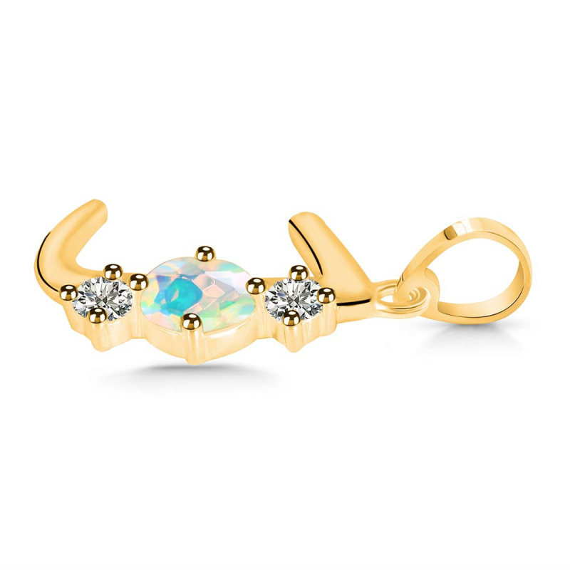 Opal & White Topaz Alphabet J Pendant OPL-RDA-62.