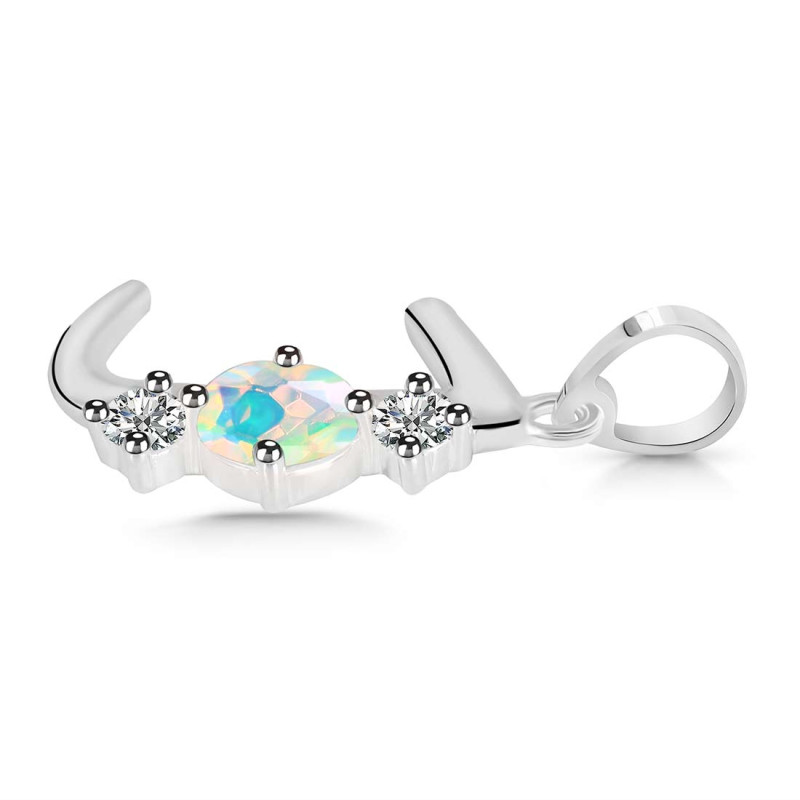 Opal & White Topaz Alphabet J Pendant