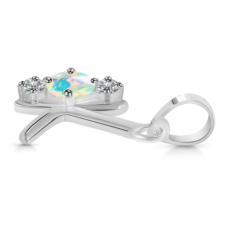 Opal & White Topaz Alphabet K Pendant