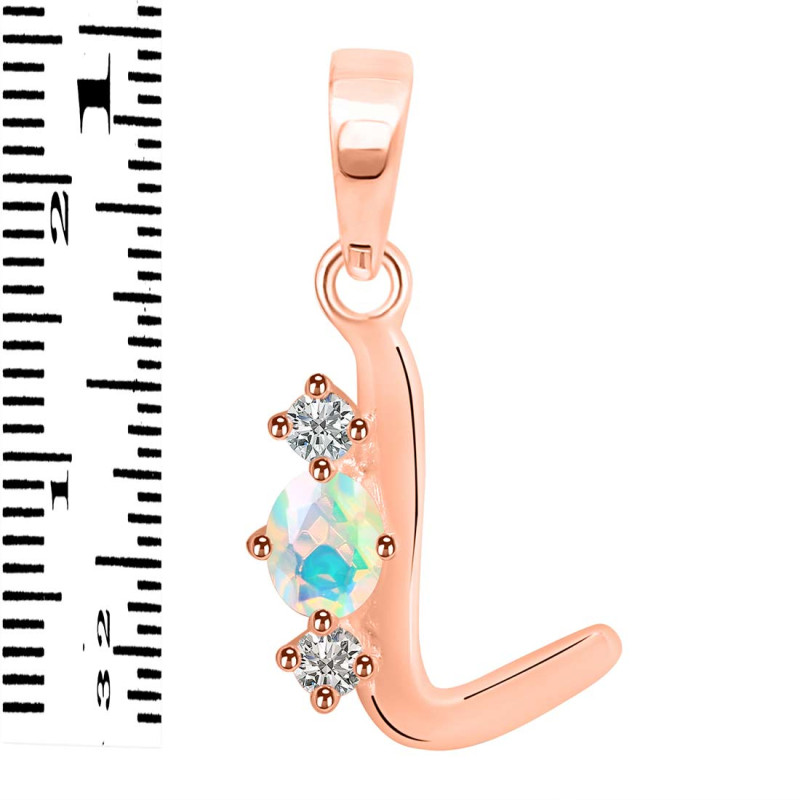 Opal & White Topaz Alphabet L Pendant OPL-RDA-64.