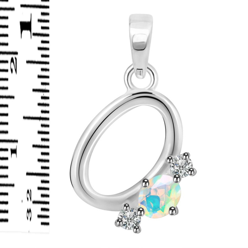 Opal & White Topaz Alphabet O Pendant OPL-RDA-67.