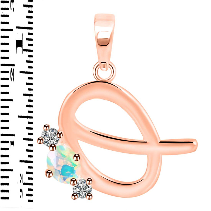 Opal & White Topaz Alphabet Q Pendant OPL-RDA-69.