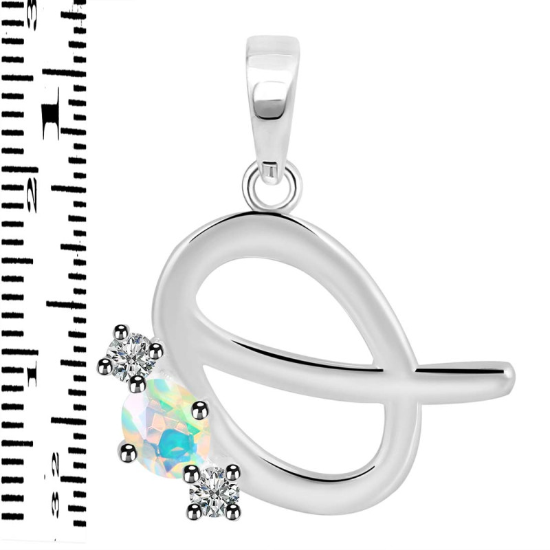 Opal & White Topaz Alphabet Q Pendant OPL-RDA-69.