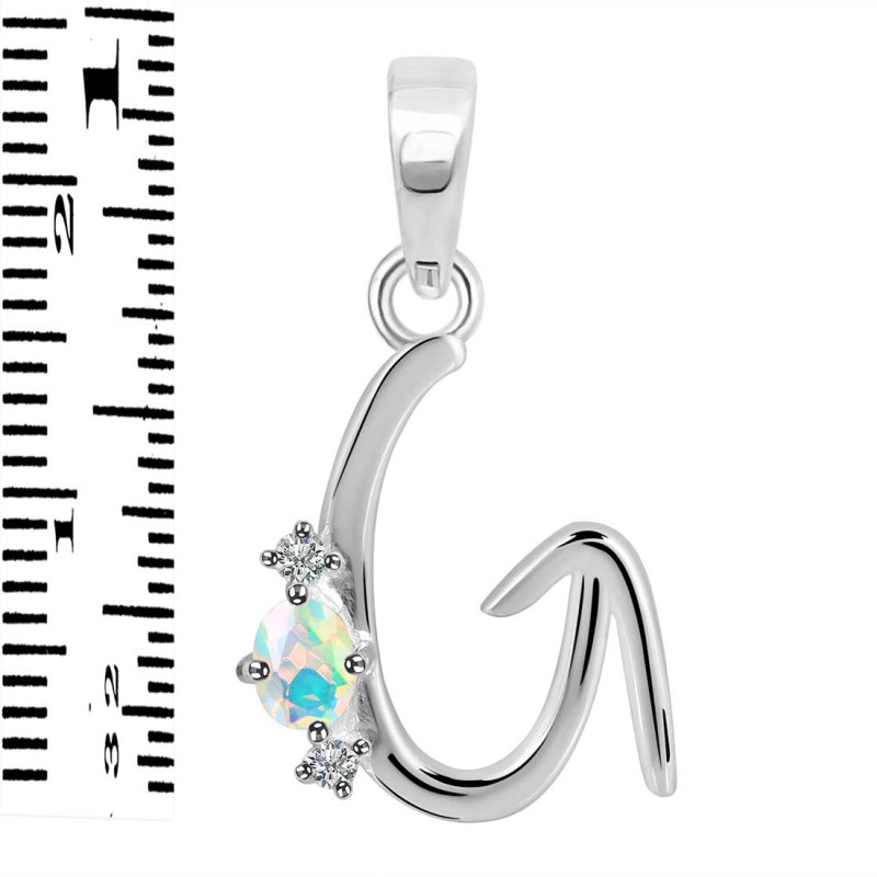 Opal & White Topaz Alphabet G Pendant OPL-RDA-7.