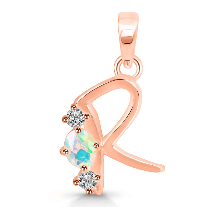 Opal & White Topaz Alphabet R Pendant OPL-RDA-70.
